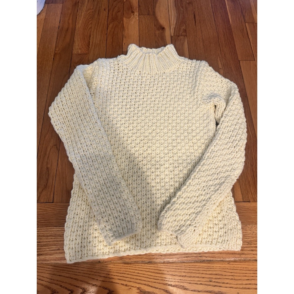 Vintage Calvin Klein Women's Chunky Knit Pale Yellow Sweater Cotton M HEAVY